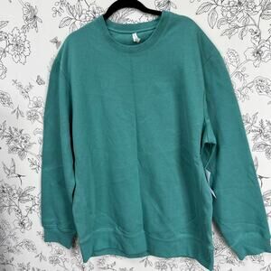 Original favorites teal organic cotton crewneck sweatshirt